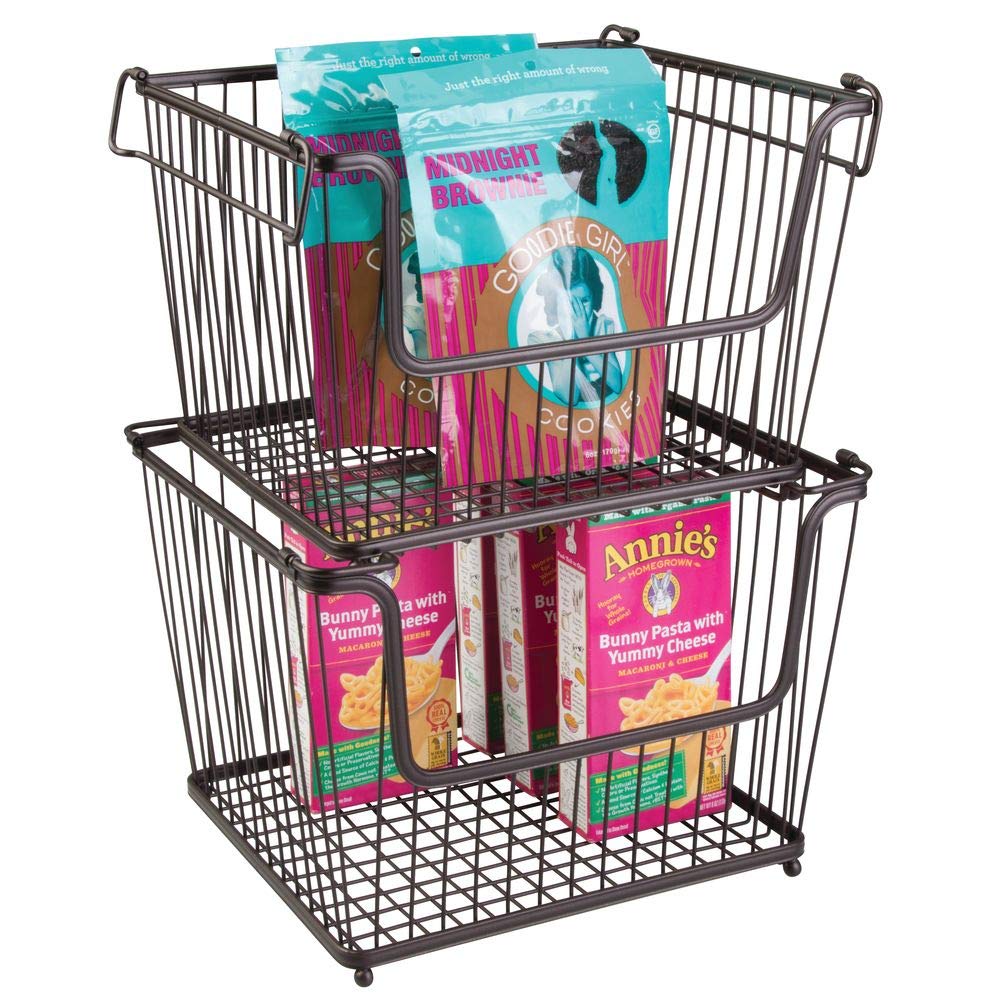 MDesign Modern Stackable Metal Storage Organizer Bin Basket With