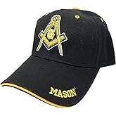 AborenCo Freemason Mason Lodge Symbol Adjustable 3D Embroidery Baseball Cap Hat
