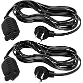 Elecan Flat Plug Extension Cord 4 Ft 2 Pack with Slim Space-Saving Plug Design, Thin Flat Cable Low Profile Power Cord 3 Prong Grounded Wire, 16 Gauge 13 A/125 V-Black-ETL Certified