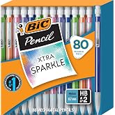 BIC Xtra Sparkle Mechanical Pencil #2, 0.7 mm Medium Point, 80 Pack | Refillable and Retractable, 80 Count in Assorted Fun Barrel Colors