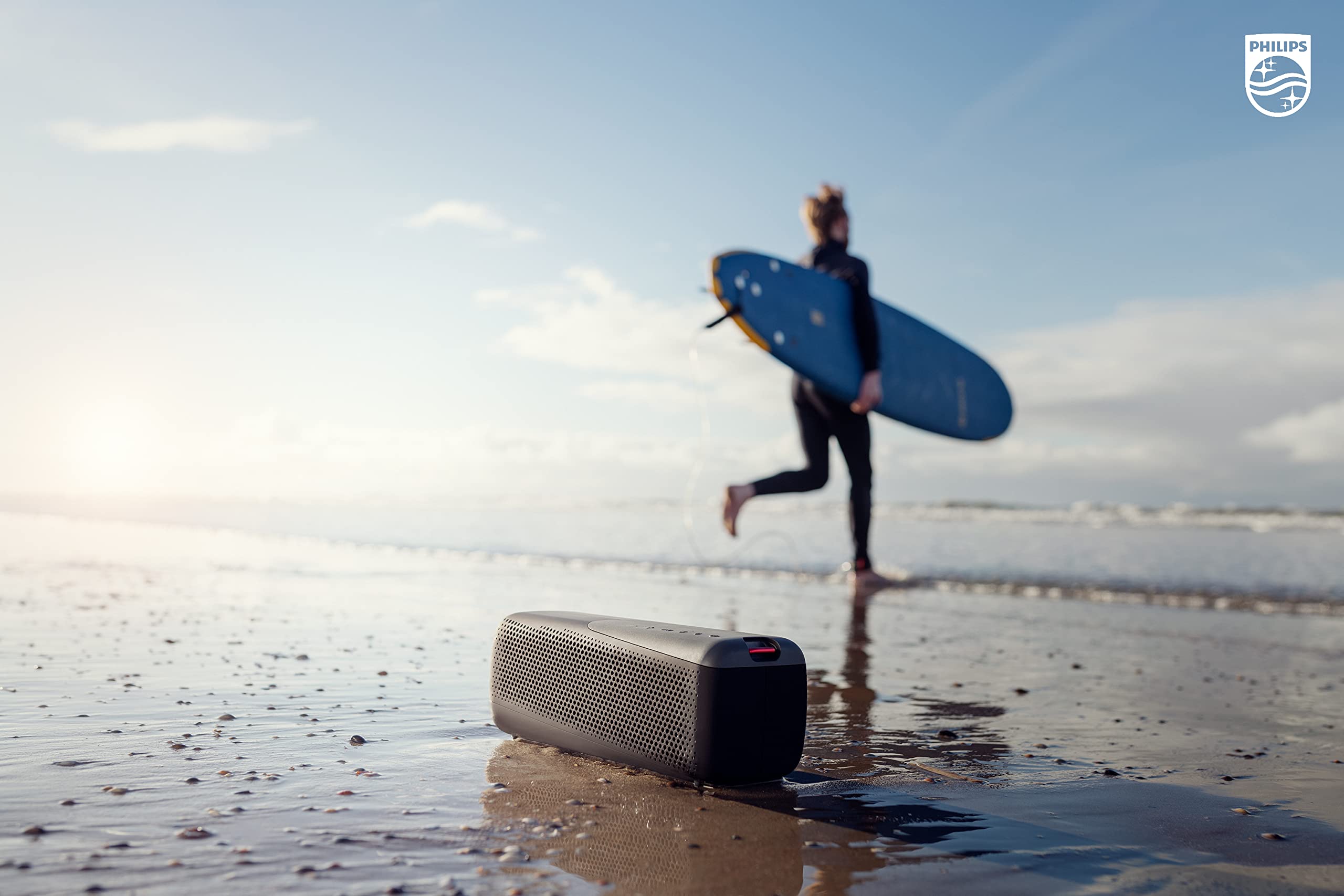 PHILIPS S4807 Outdoors Wireless Bluetooth Speaker with Stereo Pairing and Bluetooth Multipoint Connection, IP67 Waterproof, Gray