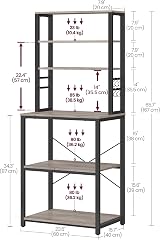 VASAGLE Kitchen Storage Rack Coffee Bar 6 Shelves 6 Hooks 40x60x167 cm view 6