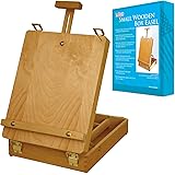 US Art Supply Newport Small Adjustable Wood Table Sketchbox Easel - Desktop Artist Easel - Wooden Portable Compact Stand - Student Drawing Painting (Small)