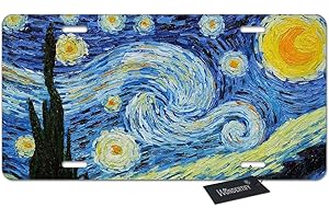 Wondertify License Plate Starry Night Van Gogh Oil Painting Decorative Car Front License Plate,Vanity Tag,Metal Car Plate,Aluminum Novelty License Plate for Men/Women/Boy/Girls Car,6 X 12 Inch