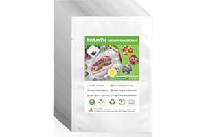 NexLevVac Chamber Vacuum Sealer Bags 200PCS Quart 8"x12",Heavy Duty Pre-Cut Vacuum Chamber Pouches for Food Storage,Sous Vide or Meal Prep,BPA-Free Thick Seal a meal bag for Commercial Sealer Machine