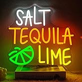 Runalosa Salt Tequila Lime Neon Sign Dimmable Cocktail Bar Neon Light Sign for Wall Decor Tequila Led Signs for Man Cave Restaurant Kitchen Home Bar Pub Party Art Decor 13.8" x 12.6"