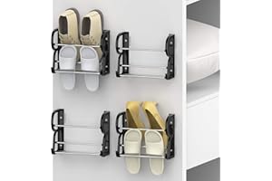 Yocice Wall Mounted Shoes Rack 4Pack/Can Store 4Pairs Sneakers and 4Pairs Slide Sandal,with Sticky Hanging Mounts, Shoes Hold