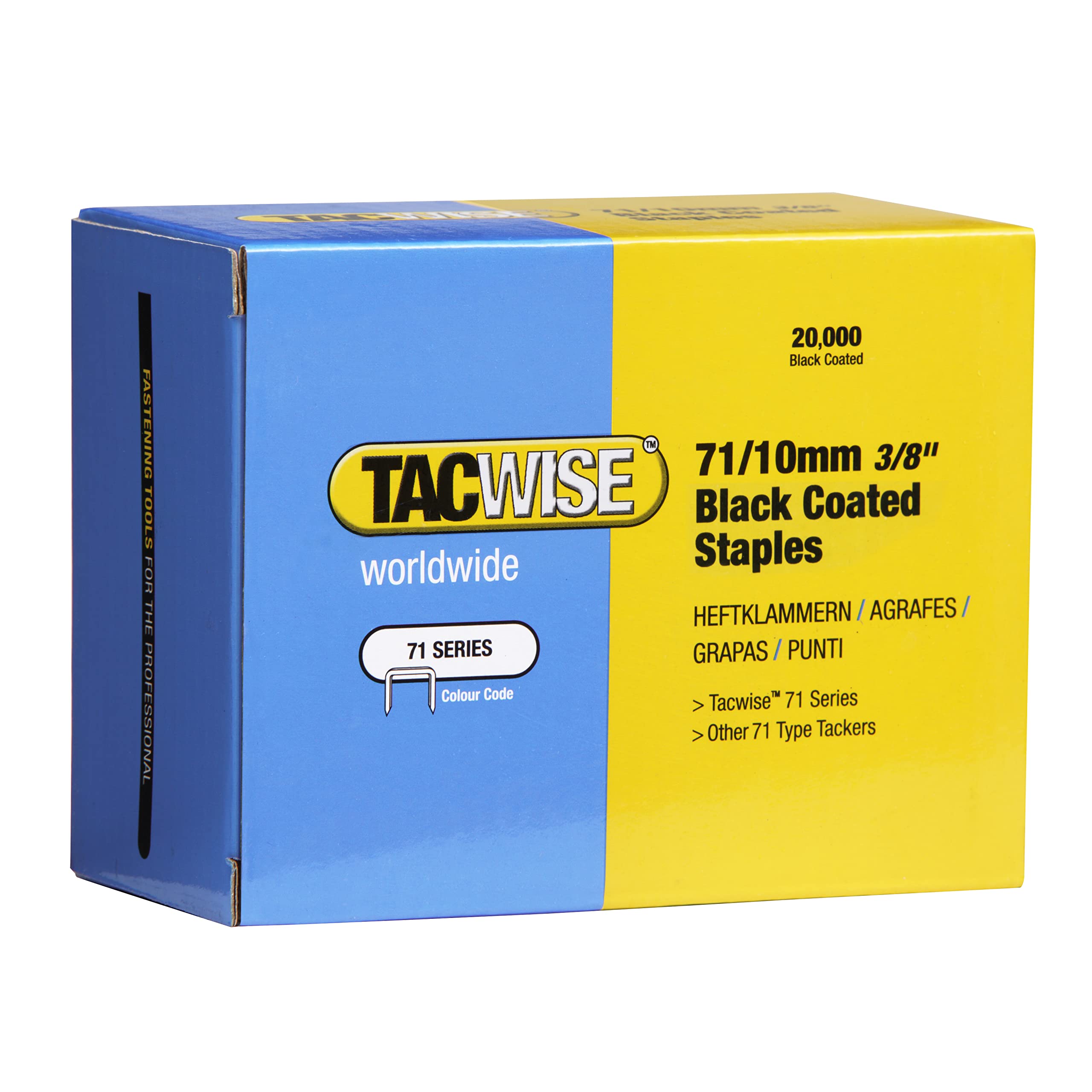 Tacwise 0373 Type 71 / 10 mm Galvanised Black Upholstery Staples, Pack of 20,000