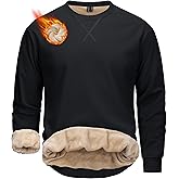 MAGCOMSEN Men's Crewneck Sweatshirt Sherpa Lined Casual Fleece Pullover Thermal Winter Warm Heavyweight Cotton SweatShirts