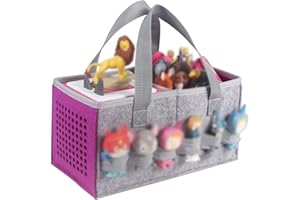 OUKNAK Carrying Case for Tonies Starter Set & Storage Bag for Tonies Figurine, Home Outdoor Hand Bag for Tonies Audio Player and Dolls Musical Toy Folding Bag for Kids Toniebox Accessories (Purple New)