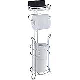 SunnyPoint Bathroom Heavyweight Toilet Tissue Paper Roll Storage Holder Stand with Reserve and Shelve, The Reserve Area Has E