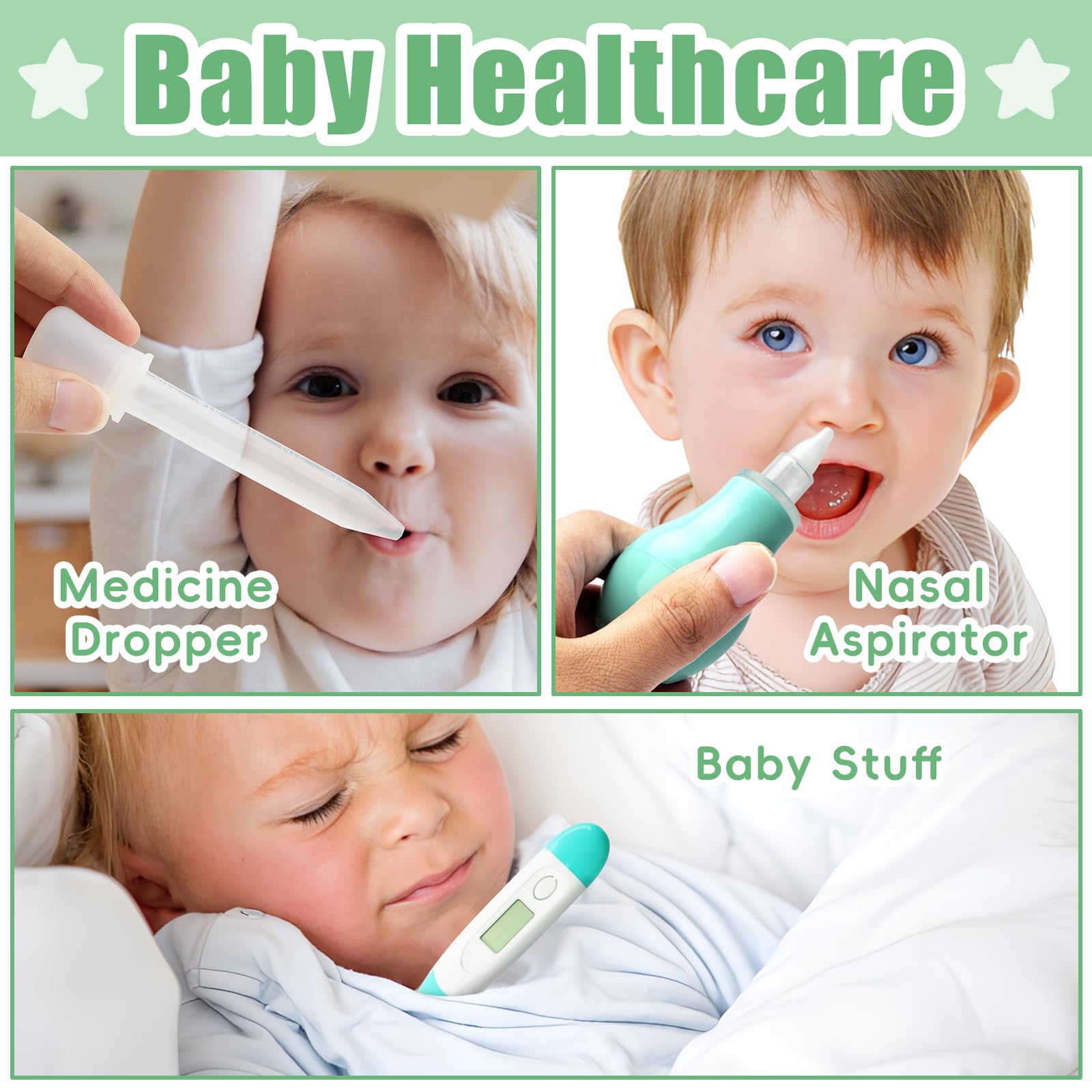 Baby Grooming Kit for Boys Girls Safety Newborn Nursery Essentials Grooming Set Gift for First-time Parents Green 18 in 1