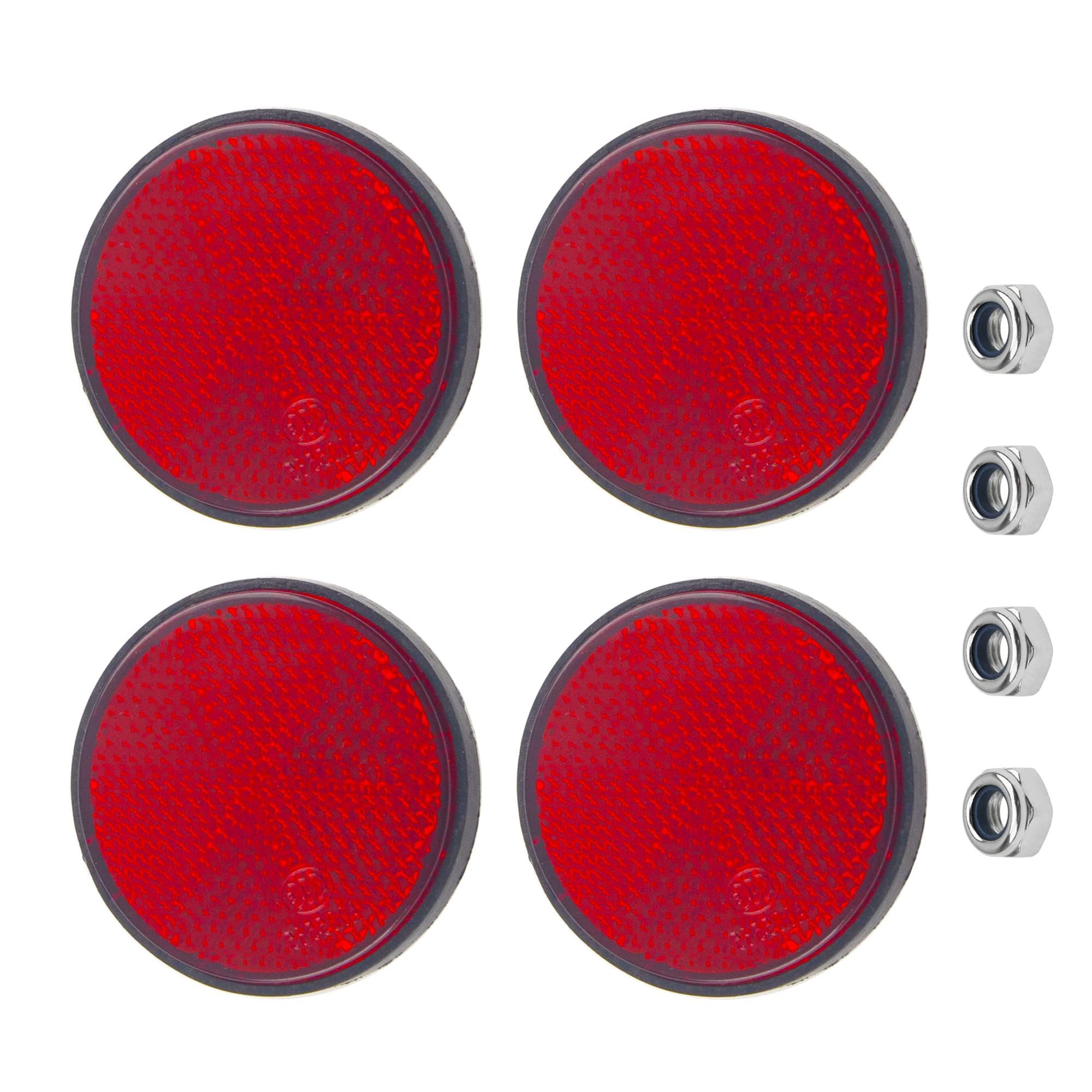 MACHSWON 4Pcs Reflective Warning Round Reflector for Motorcycle Bike Red Plastic