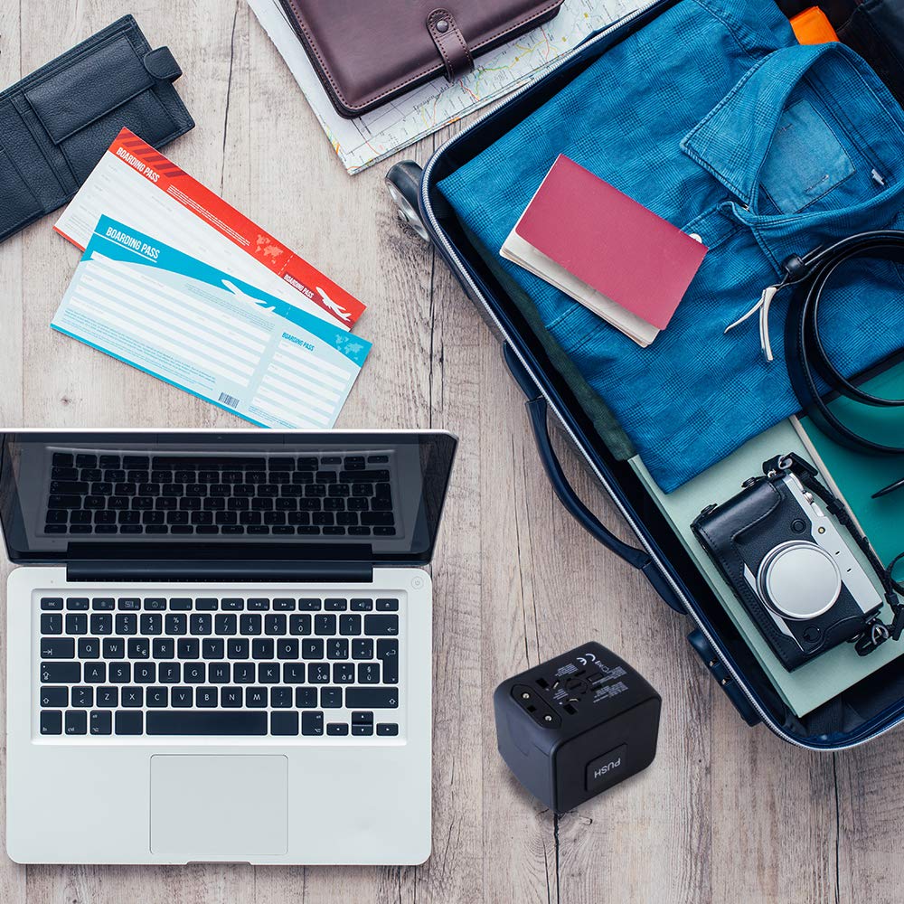 Adaptateur de Voyage Universel, NIERBO Voyage International Chargeur Convertisseur 3 Ports USB + 1 Type C pour US UK AUS EU FR IT