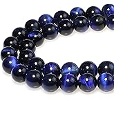 MJDCB Stone Beads 6mm 60pcs Round Sapphire Blue Tiger's Eye Loose Gemstone Bead Charms for Jewelry Making Bracelet Necklace Earring Pendant