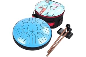 Ubblove Steel Tongue Drum Instruments: 6 Inch 11 Notes D Key Metal Steel Drums with Bag - Percussion Instrument for Music Education, Relaxation, Meditation and Gifts - Blue
