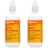 Amazon Basics Premium Saline Nasal Moisturizing Spray, Instantly Soothing Nasal Mist Nose Spray, Non-Medicated Relief, 3 fl oz (Pack of 2) (Previously Care)