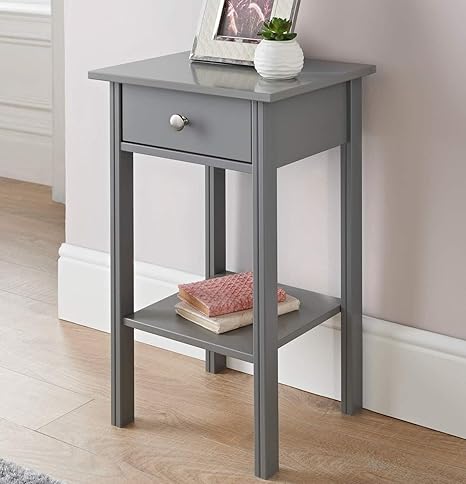 E2b Larson Bedside Table 1 Drawer With Shelf Cabinet Side Table Storage Unit Grey Amazon Co Uk Kitchen Home