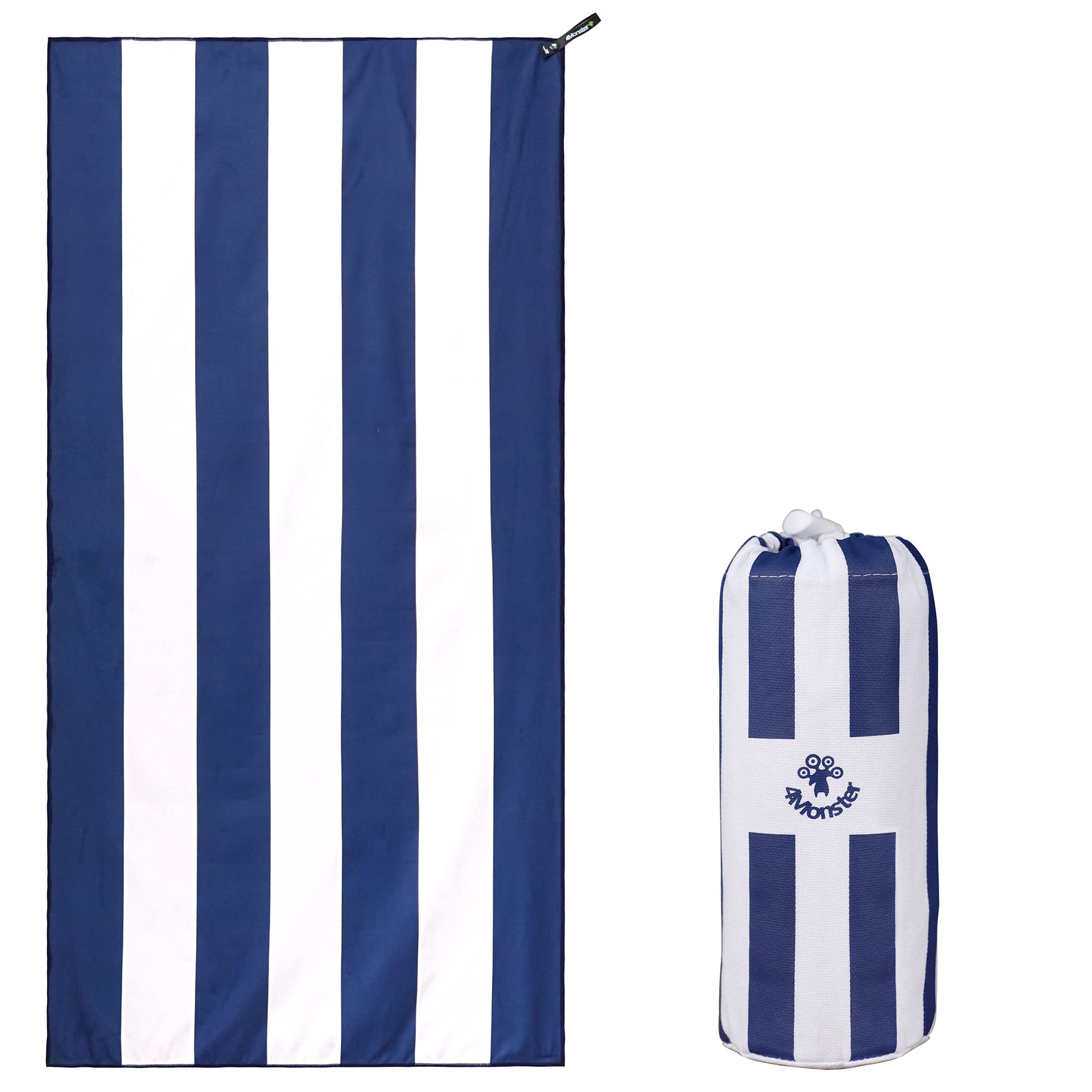 4Monster Microfiber Beach Towel with carry bag Sand Proof Travel Towel Quick Dry Lightweight Towel for Hiking Yoga Gym Sports Swimming Camping Fitness Bath