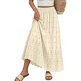 dowerme Women Summer Maxi Skirt Cute Elastic High Waist Boho Eyelet A-Line Cotton Flwoy Long Skirts Spring Clothes 2026