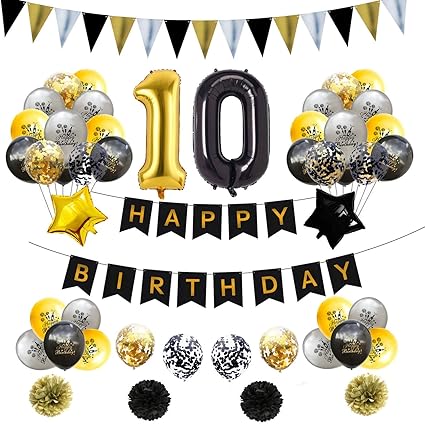 Jieiifafh 48pcs Joyeux Anniversaire Bannieres Ballons Sequin Et Boulette En Papier Fleur Combinaison Kit Vacances Decoration Props Size A Amazon Fr Cuisine Maison