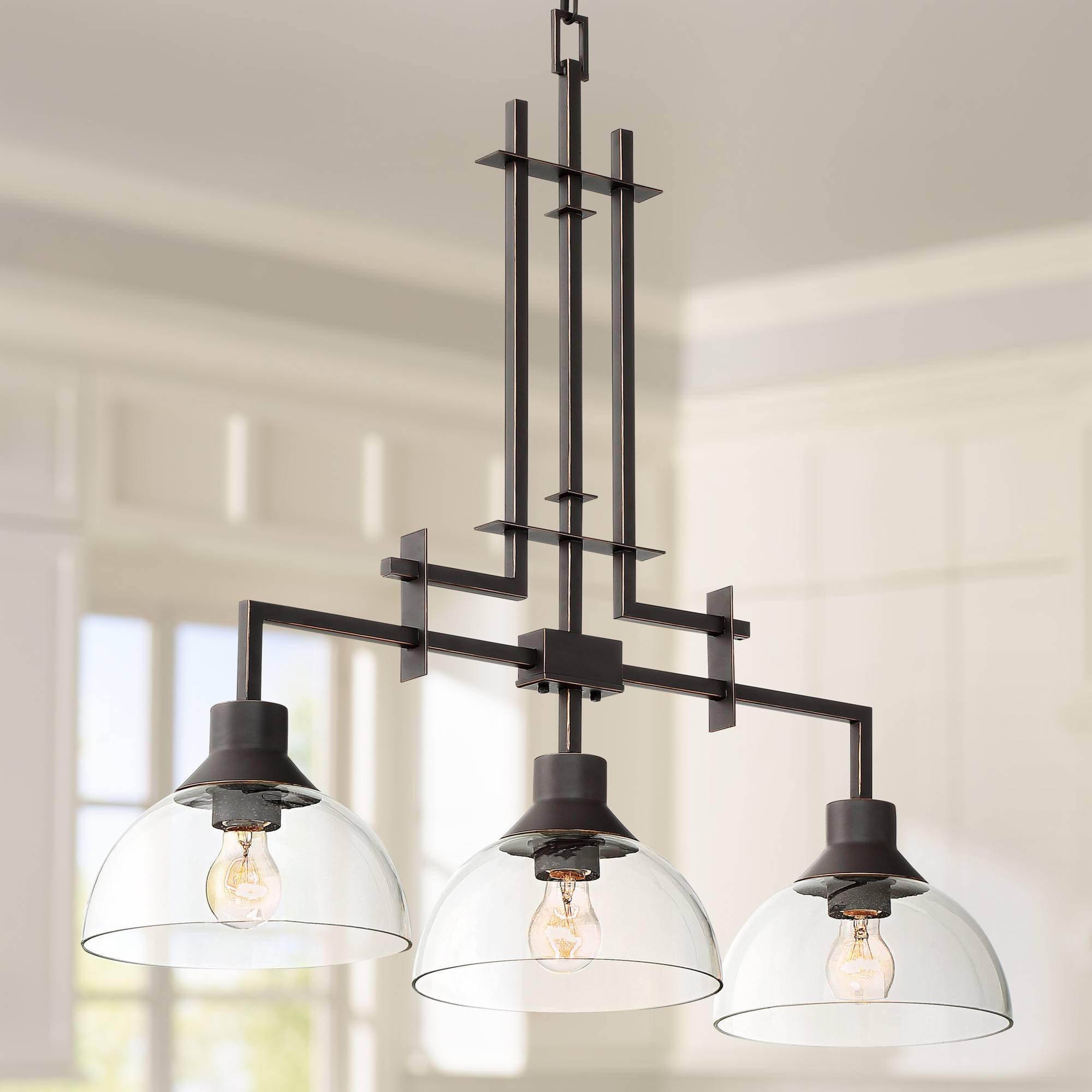 Buy Metro Polished Bronze Linear Pendant Chandelier Lighting 32" Wide