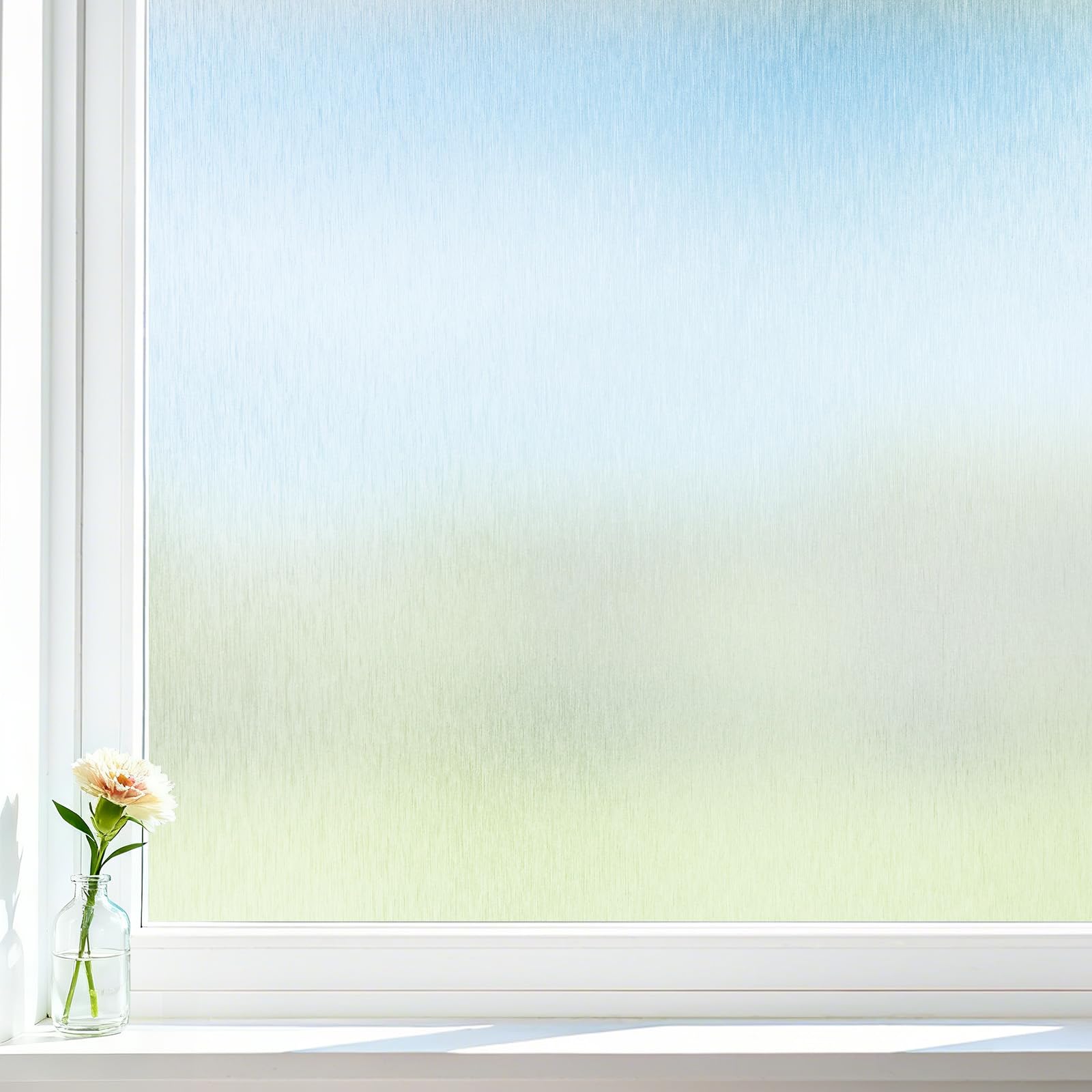 Photo 1 of Borskyn Privacy Window Film Static Cling, Frosted Glass Decorative Window Film with 96% UV Blocking, Non-Adhesive Removable Window Cling for Home Office Bathroom, 17.5 x 78.7 Inches, Pure