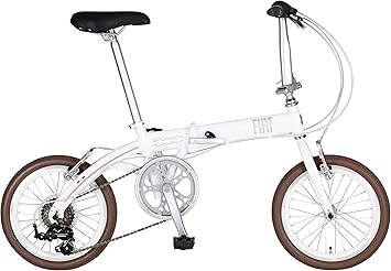 Amazon Fiat Al Fdb166 ホワイト 軽量アルミフレーム コンパクト折りたたみ自転車 ドルフィンフレーム 6段変速 Vブレーキ 1299 中 フィアット Fiat 折りたたみ自転車