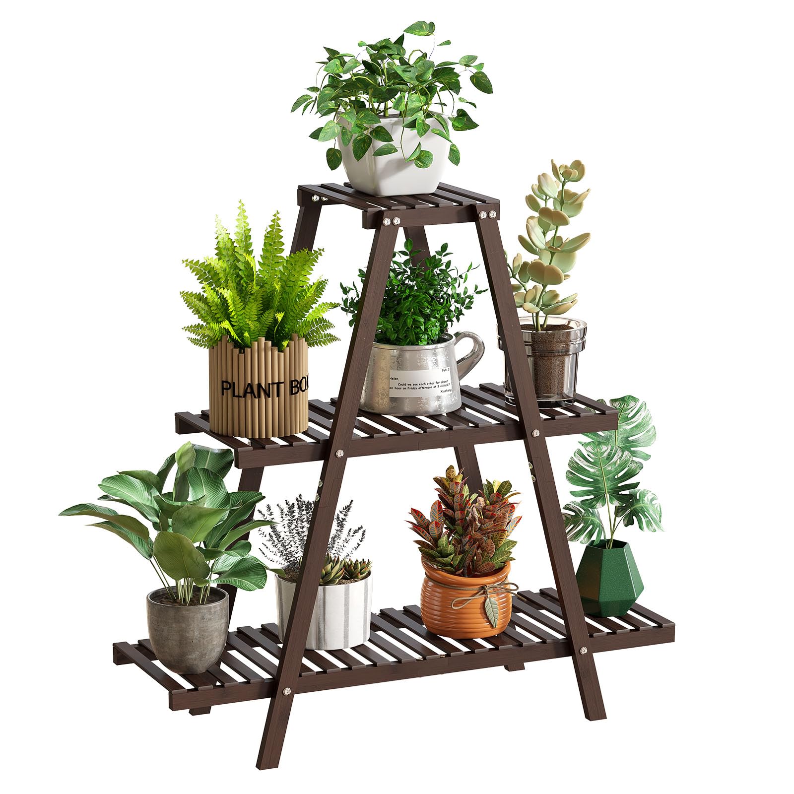 Photo 1 of Plant Stand Indoor Plant Shelf Outdoor bamboo Plant Rack, 3 Tiers Ladder Plant Holder Flower Stand