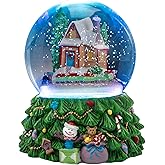 Revolving Christmas Train Snow Globe – Color-Changing LED Music Box, 3D Christmas Tree Base, Hand-Painted Winter Scene, for Kids & Adults