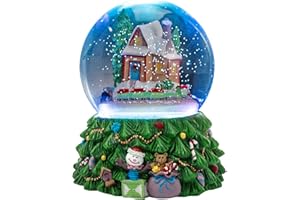 MERINEVI Revolving Christmas Train Snow Globe – Color-Changing LED Music Box, 3D Christmas Tree Base, Hand-Painted Winter Scene, for Kids & Adults