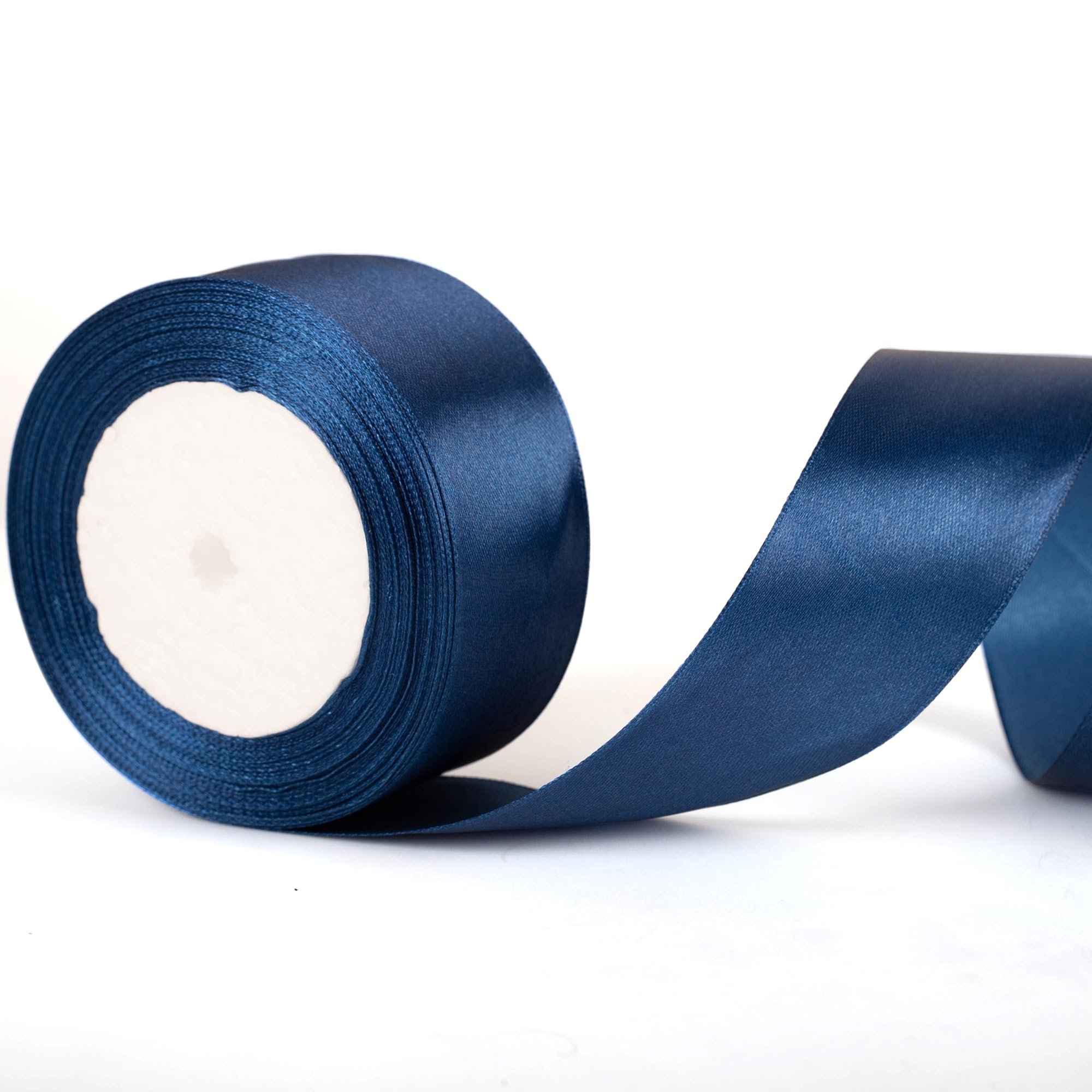 40mm Wide Navy Thick Ribbon for Gift Wrapping 22m, Thick Dark Blue Ribbons Fabric Satin Ribbon for Present Wrapping Christmas Florist Bouquet Cake Hair Bow Crafting Wedding Car Decoration