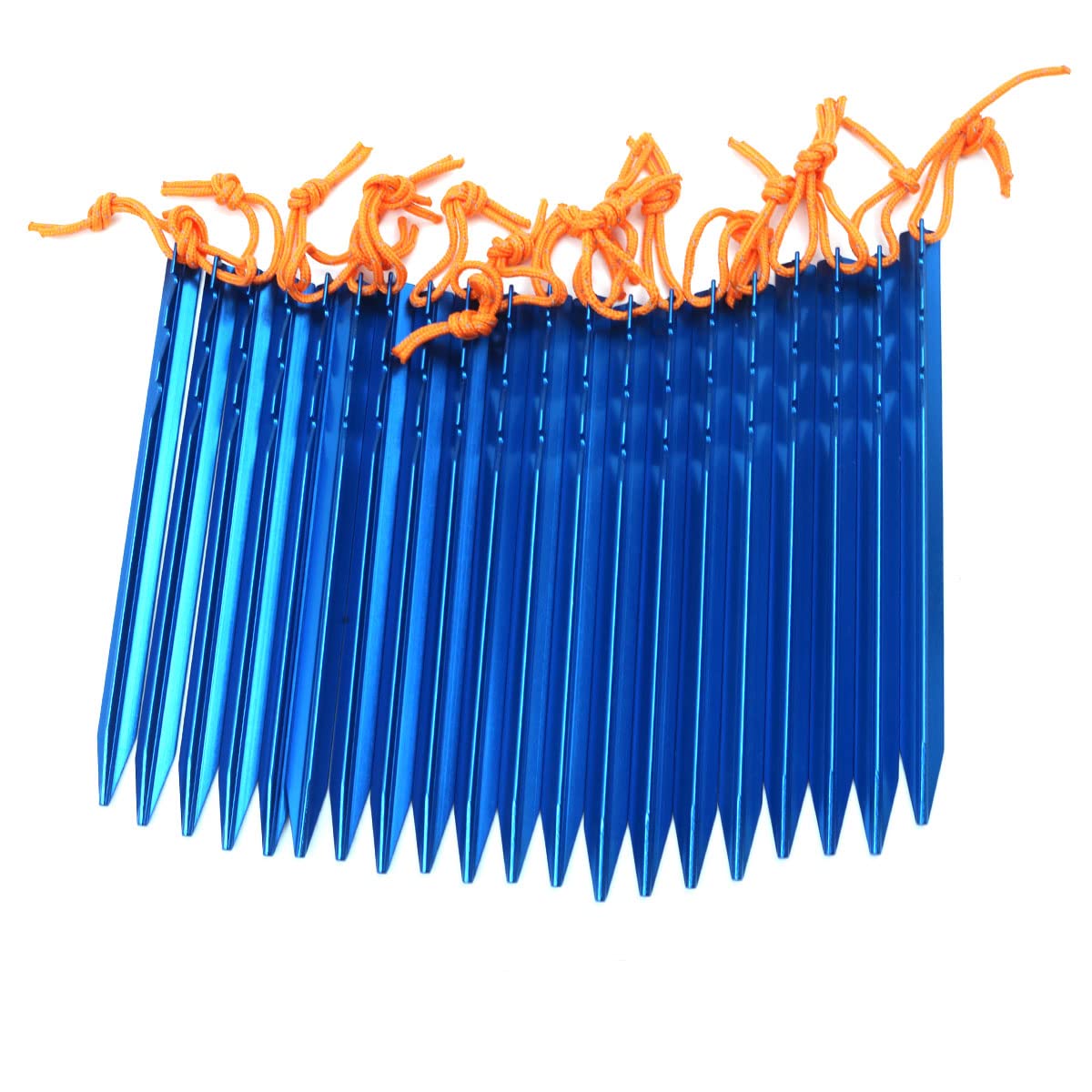 ZONADAH 20Pcs in Set Camping Tent Pegs Stakes Set 7" (18cm) Long Ultralight 7001 Aluminum Alloy - 3 Guy Points – Blue with Storage Bag