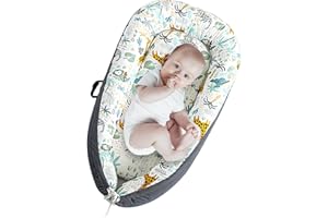AMAWMW Baby Lounger for Newborn Infant Baby Nest Sleeper for 0-12 Months Portable Adjustable Washable Lounger Cover for Co Sleeping Removable Slipcover Lounger Pillow Floor Seat for Travel Essentials