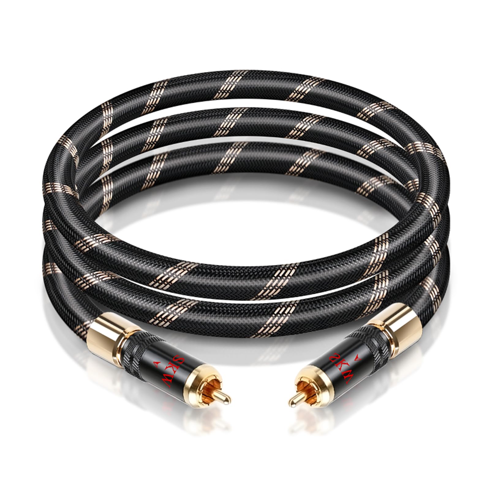 Photo 1 of SKW Audiophiles Subwoofer Lock RCA Cable RCA to RCA Multiple Shield with Ultra-high Purity Copper Digital Coaxial Cable for HiFi Systems 3.2ft/1m