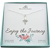 MOM & THREE DAUGHTERS North Star Compass Necklace in Sterling Silver | 18 Inch Cable Chain | Graduation Gift | Retirement Gift For Woman