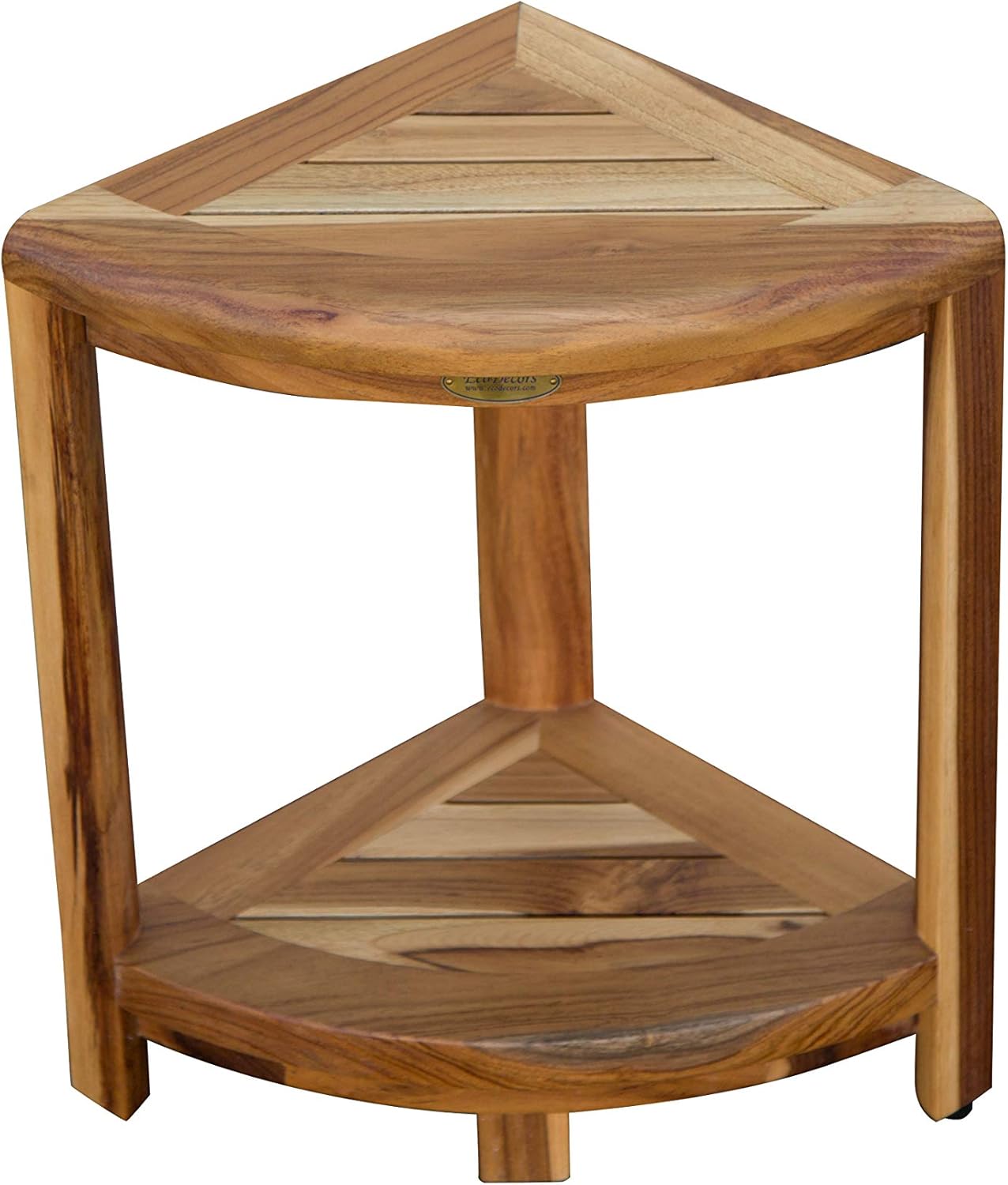 EcoDecors Oasis 2-Tier Teak Corner Shelf, Natural: Home & Kitchen