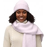 Fall/Winter Beanie & Scarf Set for Men & Women – Cozy Breathable Soft Warm Knit Cuffed Hat & Long Scarf Holiday Gift Set