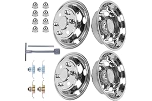 hightall 19.5“ Wheel Simulators 6 Lug 6 Vent Holes,Stainless Steel Hubcaps, Bolts On,Compatible with 1995-2025 Isuzu FRR/NPR/