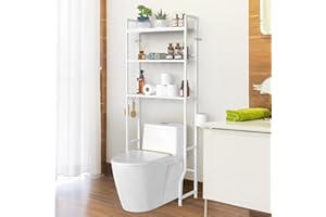 YBING Over The Toilet Storage 3 Tier Over Toilet Shelf Organizer Freestanding Bathroom Above Toilet Stand Over Toilet Rack, White