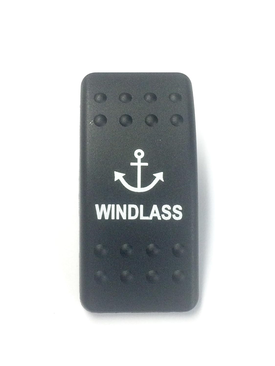 Euro Rocker Switch Cover with Text, Black with Blue Lens. Contura II, Fits Carling, Cole Hersee, Blue seas