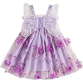 Baby Girls Layered Tulle Wings Dress Mesh Flower Butterfly Skirt Princess Sleeveless Birthday Tutu Party Dresses