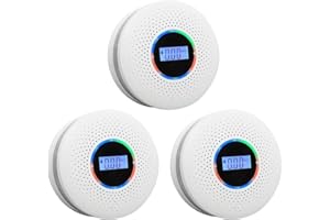 GiiHoo Smoke Detector Carbon Monoxide Detector Combo, Battery Powered Smoke CO Alarm with LCD Display & Test Button 3 Pack