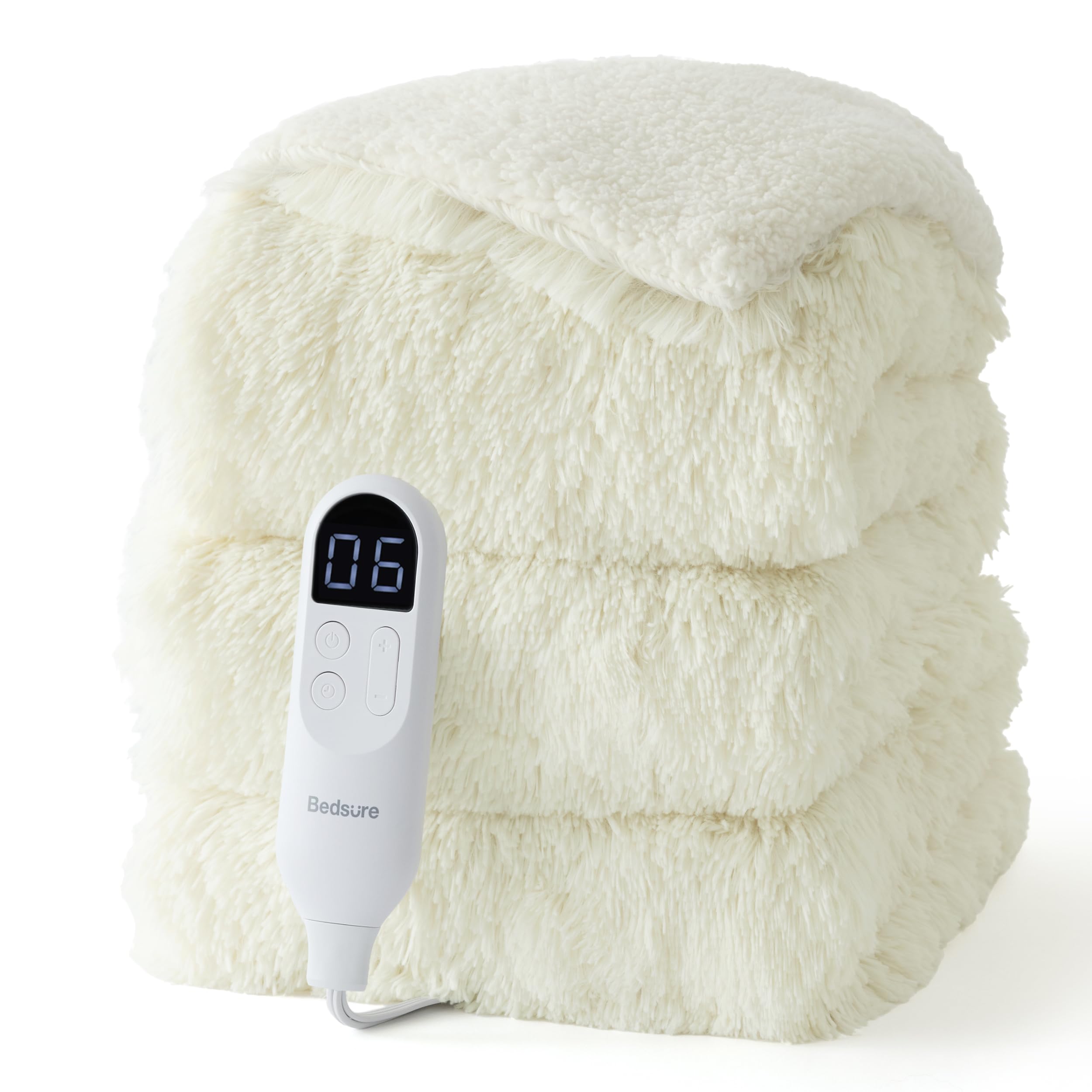 Bedsure Faux Fur Heated Blanket Twin Size, Fast