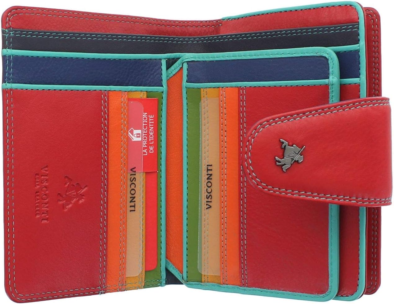 VISCONTI Spectrum Collection Leather Poppy Purse with Tab Closure & RFID Blocking SP31 Red - Image 4
