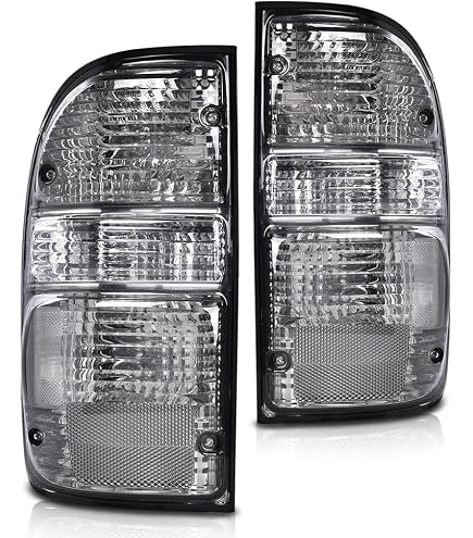Smoke Tail Lights For 2001-2004 Toyota Tacoma - Pair Left & Right, Chrome Housing, 1-Year Warranty