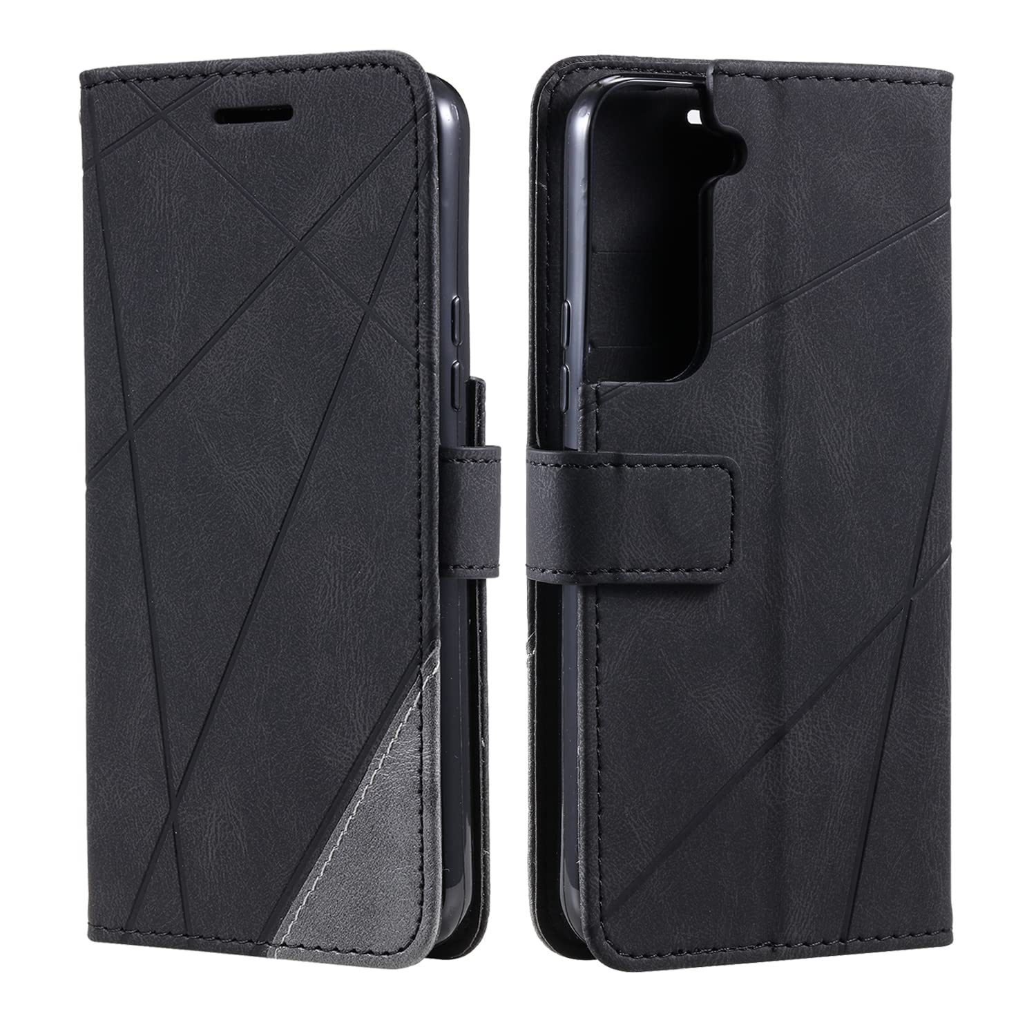 SONWO Case for Galaxy S22, Premium Leather Flip Wallet Case Magnetic Closure Card Slots kickstand Phone Case for Galaxy S22, Black