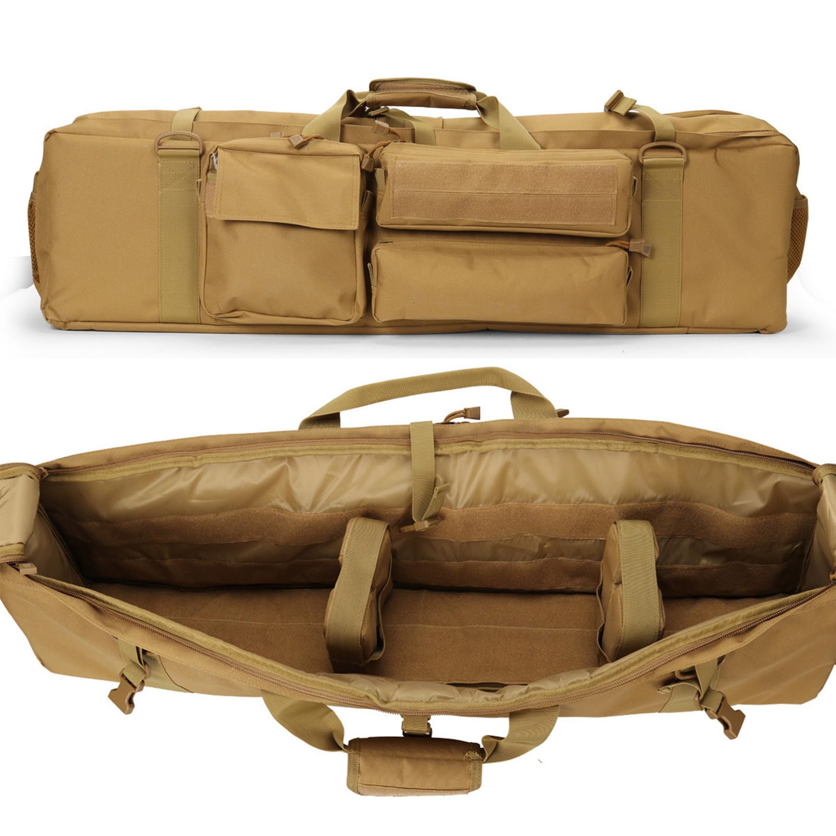 Photo 1 of KAMHUPHEN Tactical Long Double Rifle Backpack Gun Bag, 39inch 100cm Tactical Hunting Rifle Gun Bag Heavy Duty Carry,Soft Rifle Case for Hunting, Shooting Range(Sand color)