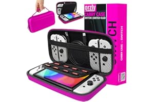 Orzly Carrying case for Nintendo Switch OLED and Switch Console - Pink Protective Hard Portable Travel case Shell Pouch for N
