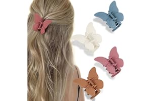 ATODEN Butterfly Hair Accessories - Matte Claw Clips for Women and Girls, 4Pcs 2.6" Hair Clamps and Jaw Clips for Thin to Medium Hair